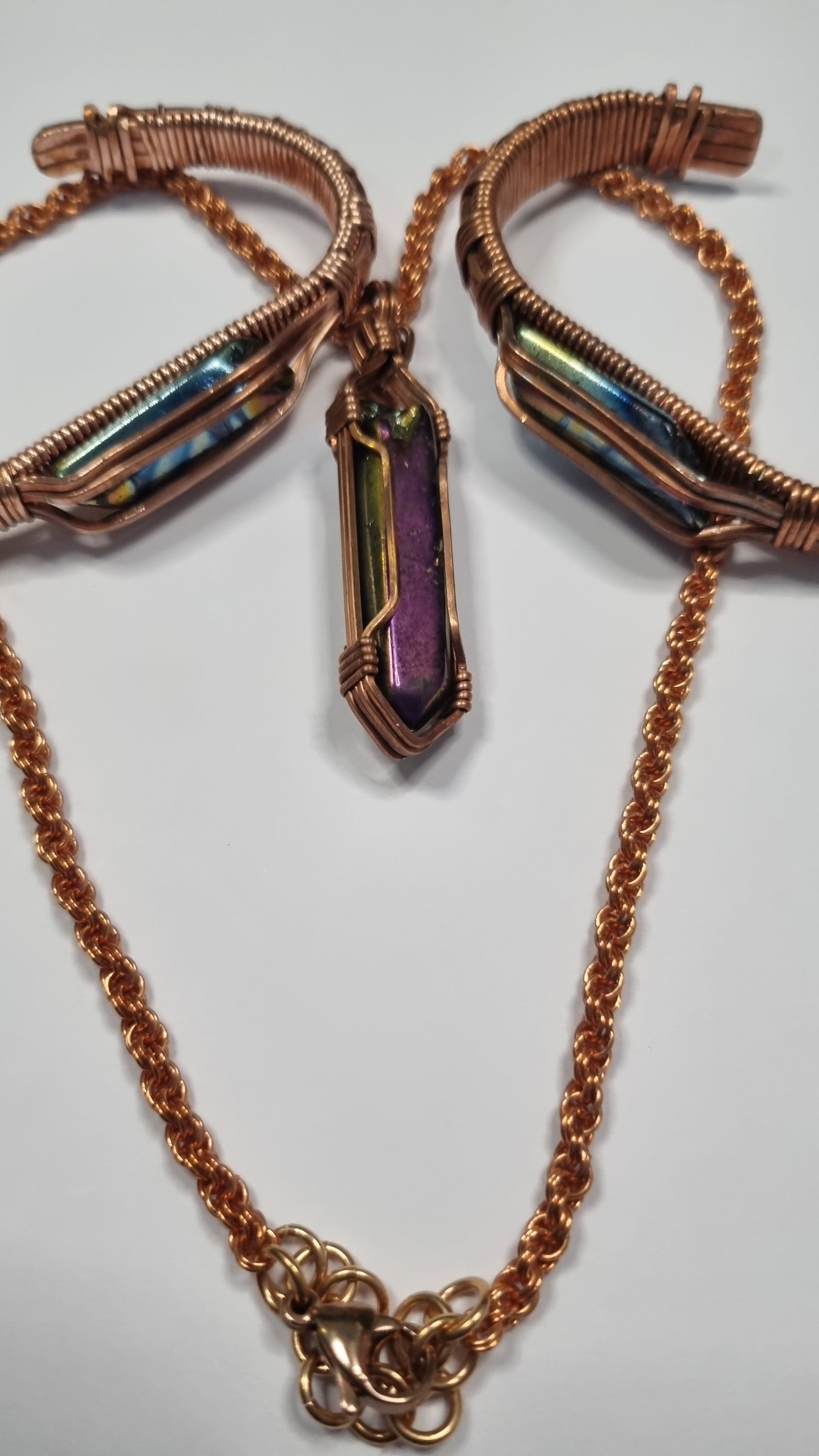 "The Force" Titanium Rainbow Aura with Copper -Cloak and Field Expander - Handmade with copper by "A little Twisted by Zoe"