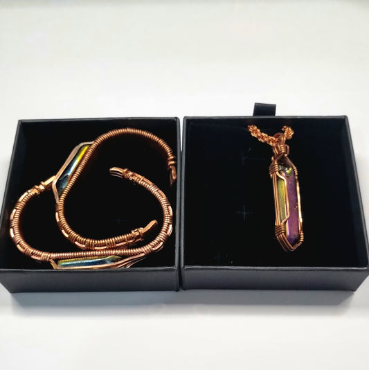 "The Force" Titanium Rainbow Aura with Copper -Cloak and Field Expander - Handmade with copper by "A little Twisted by Zoe"